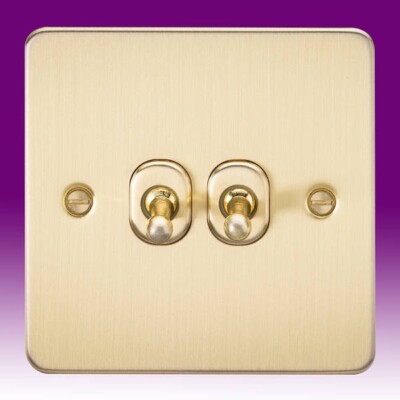 Knightbridge 2 Gang 2 Wege Kipp Lichtschalter flache Platte 10AX - Messing gebürstet