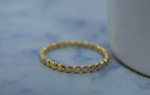 14k Solid Gold Flat Full Beads Ring Stacking Dainty Minimalist 2mm Dot Ring NS8. - Picture 8 of 12
