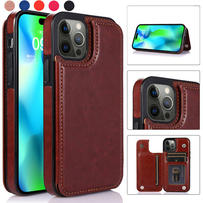 Leather Magnetic Wallet Case Card Slots Stand Cover for iPhone 16-11/Huawei P30
