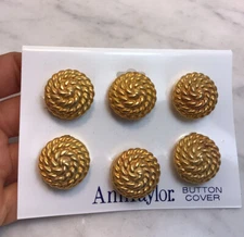 Vintage ANN TAYLOR Set Of 6 Gold Tone Rope Button Cover New