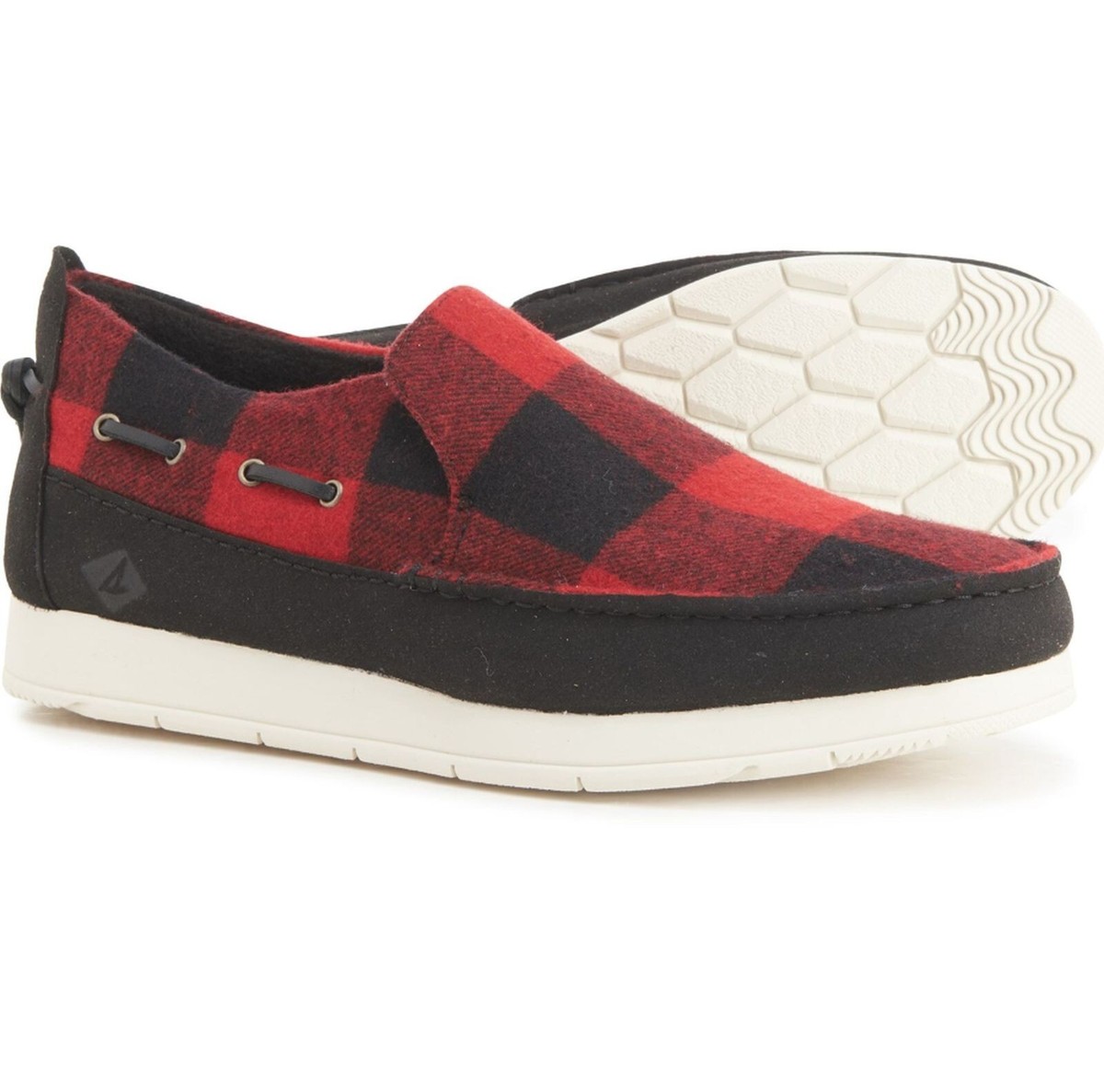 Sperry Top Sider Mens size 10 Slip On Shoes Moc Sider Red Plaid Wool New in Box Sperry Top Sider Mens size 10 Slip On Shoes Moc Sider Red  main image 4