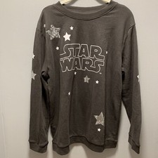 Star Wars Sweatshirt - Dark Gray With Silver Stars - Size L Large - Pullover