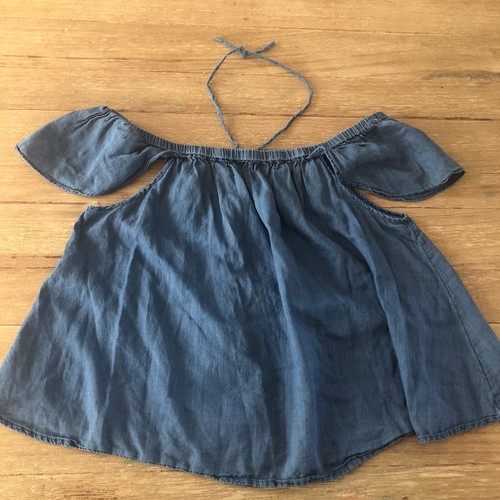 Madewell Indigo Cotton Gauzy Off Shoulder Top Chambray S Concert Country - Picture 6 of 6