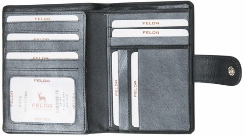 Felda RFID Echtleder Damen große Geldbörse Portemonnaie 23 Kartenfächer mit Münzabschnitt - Bild 10 von 69