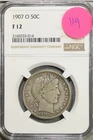 1907 O Barber Half Dollar 50c NGC F 12 Fine #3-014