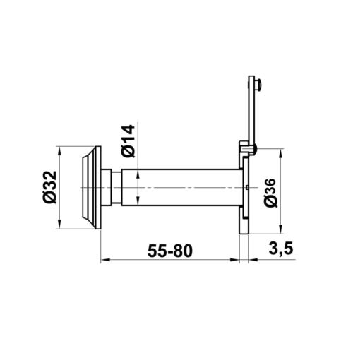 Door spy 35-80 mm fireproof door gazer ø 14 mm door security observer cover - Picture 11 of 20