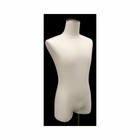 White Linen Male Dress Form Body Form Mannequin - Black Square Metal Base