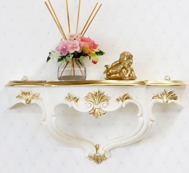 Wandkonsole Weiß Wandablage 45x21cm Hängekonsole Antik Wandregal BAROCK Ablage - Bild 3 von 4