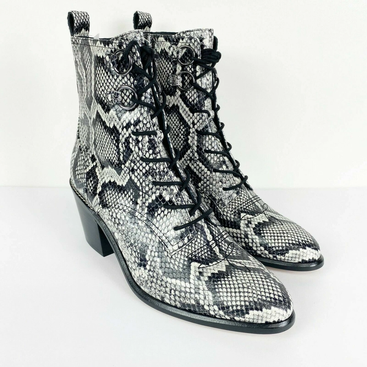 NIB Diane Von Furstenberg sz 11 Dakota Ankle Boots Python Snake Western Leather