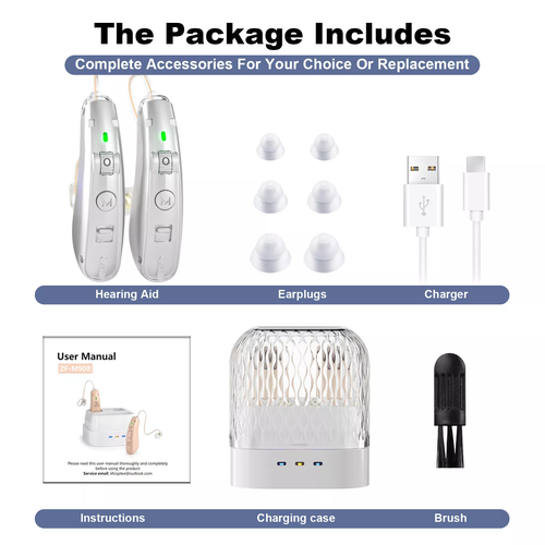 1 Pair BTE Hearing Amplifier For Seniors With Noise Canceling Volume Adjustment - Picture 6 of 15