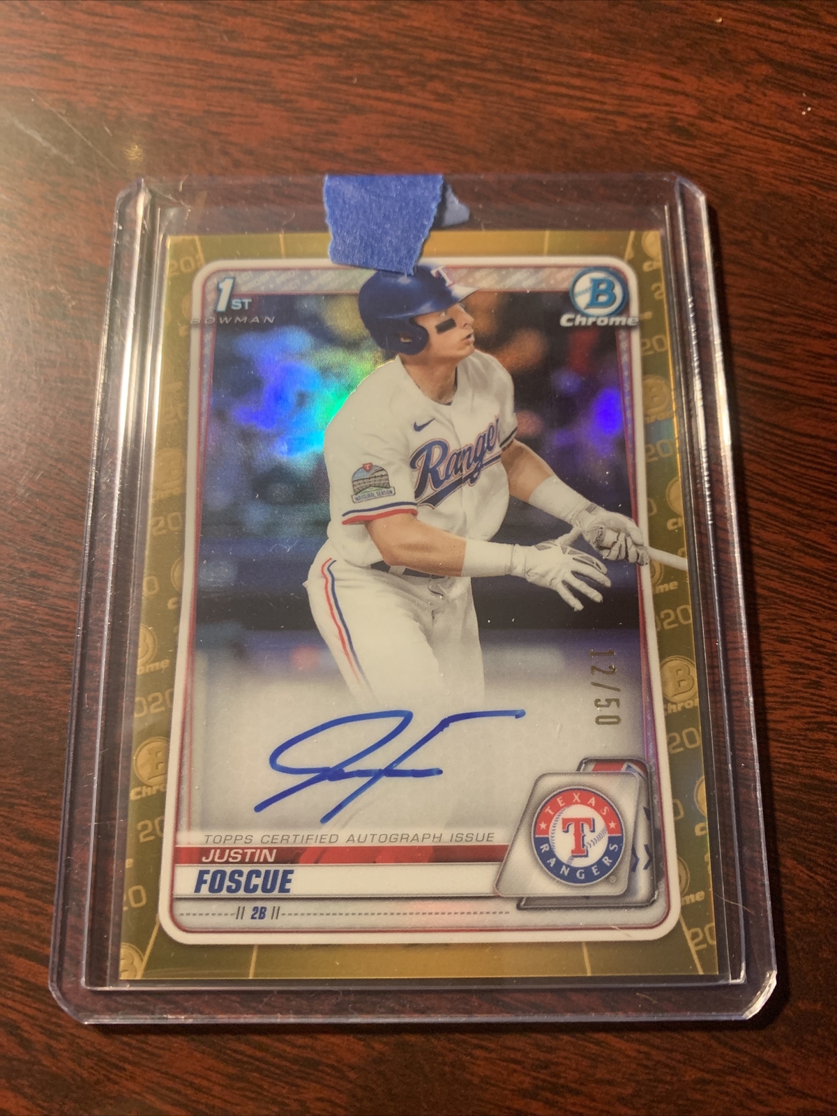 2020 Bowman Draft Justin Foscue Gold Refractor Auto /50