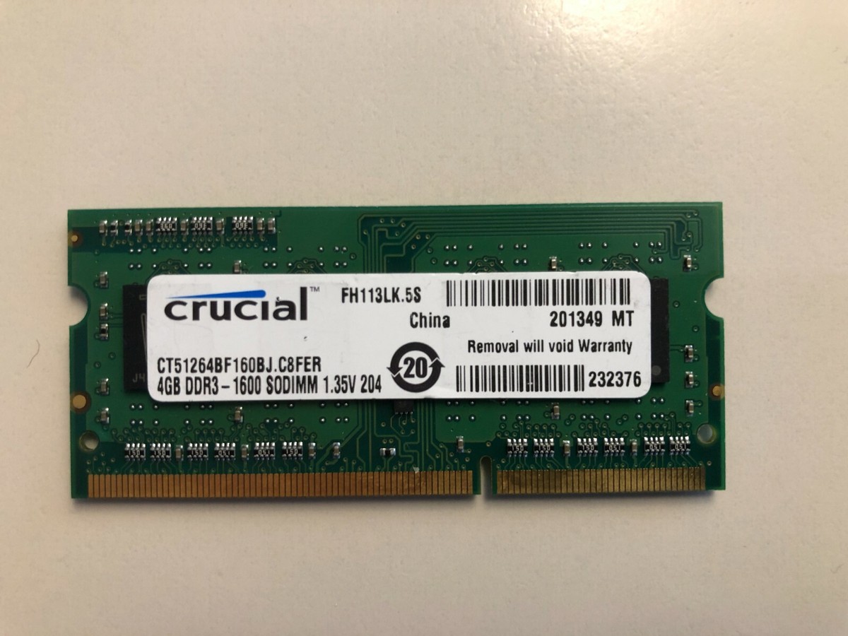 Ram notebook sodimm 4gb ddr3 1600mhz PC3L-12800S Crucial