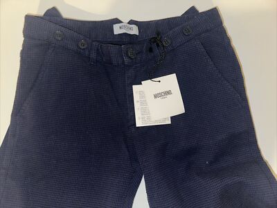 Moschino Boys Plaid Pants Navy Blue New With tags NWT Teen Size 10