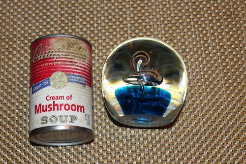 Glass Paperweight Silver Mercury Drip Style Blue Color Base Paperweight - Picture 7 of 11