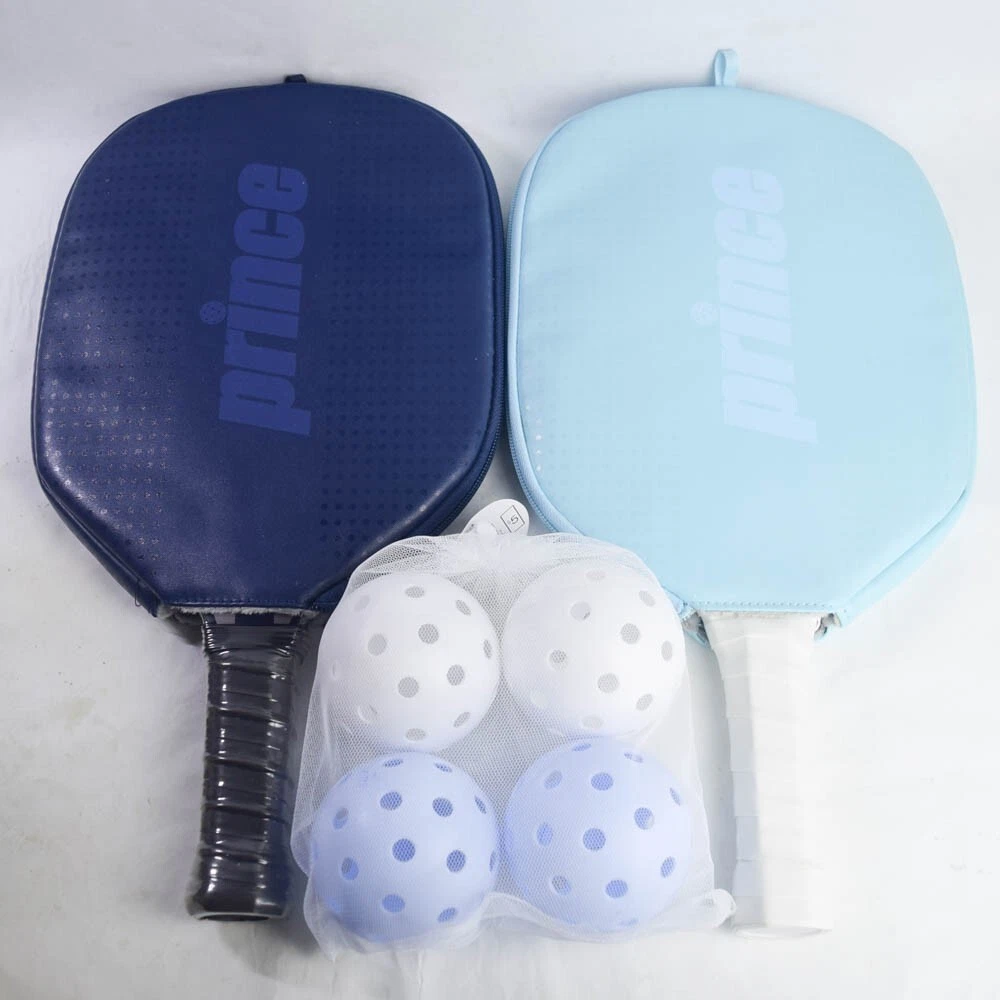 Premium 2-Player Pickleball Set with 2 Paddles 4 Balls 2 Zip Bags in Blue White