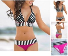 Cute Sexy Polka Dot Split Bikini Halter Neck Strap Ladies Swimsuit Para Mujer