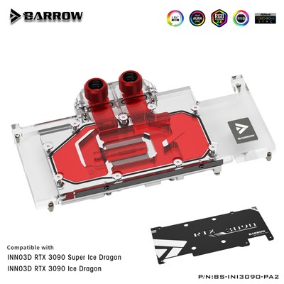 BARROW BS-INI3090-PA2 GPU Block For Inno3D RTX 3090 ICHILL 5v ARGB GPU Cooler