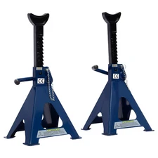 6 Ton (12,000 LBs) Capacity Double Locking Steel Jack Stands, 2 Pack, Blue
