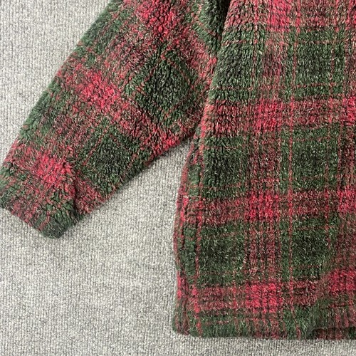 Vintage Outdoor Classic GAP Kids Sherpa Sweater Size M Green Red Plaid Pullover - Picture 3 of 9