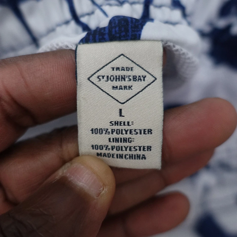 Pantalones Cortos de Natación St John's Bay Para Hombre Grandes Azul Poliéster Floral Con Cordones Malla Forrados Foto 3 de 4