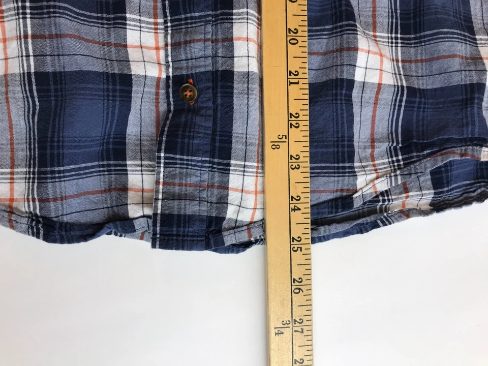 Camisa Sonoma Niño Talla Grande Azul Blanco Naranja Abotonada A Cuadros Manga Larga Foto 4 de 4