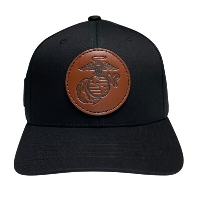 Marine Corps Leather Patch Seal Logo Baseball Cap   Officially Licensed