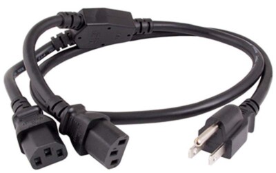 3-Feet AC To Universal Power Splitter Cord - NEMA 5-15P To IEC320 C13 x 2