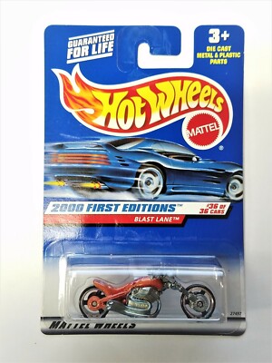 Hot Wheels 2000 First Editions Blast Lane Orange Motorcycle #36/36