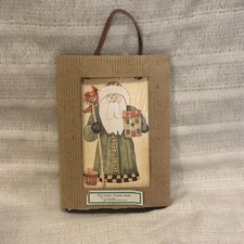 Vintage Evergreen Enterprises Primitive Folk Art Santa Painted Slate Christmas