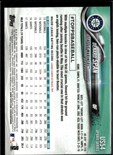 2018 Topps Update Denard Span Seattle Mariners #US54 4 Card Lot - Picture 2 of 2