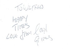 Carol Grimes autograph signed 10x15 cm index card