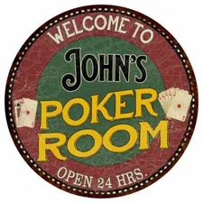 John's Poker Room Round Metal Sign Kitchen Bar Wall Décor 100140034074