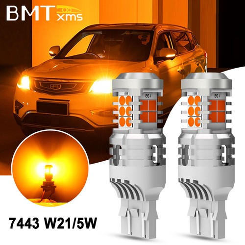 Amber Yellow 7443 7440 LED Front Turn Signal Light Bulbs No Hyper Flash Canbus - Picture 9 of 12