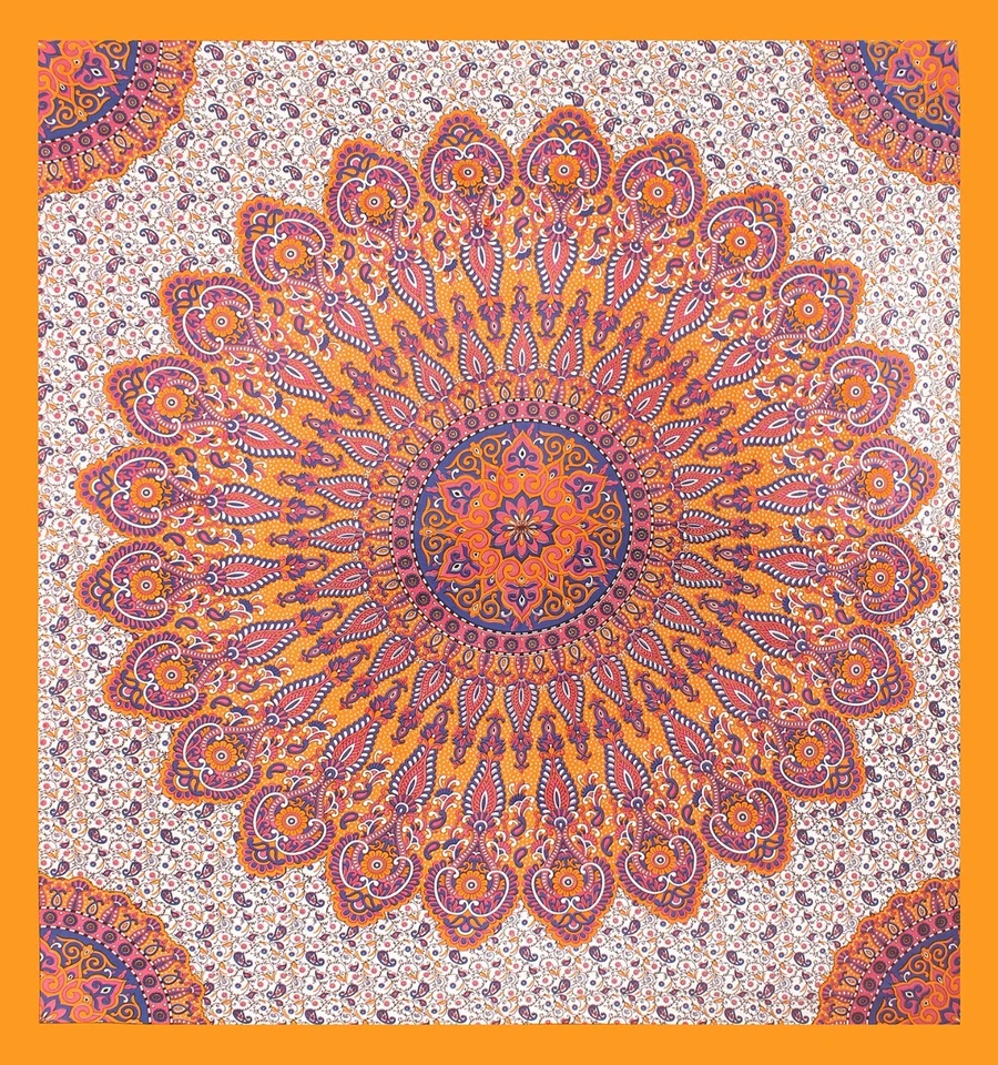 BedSheet Indian Rajasthani Queen Size Cover With Two Pillow Covers Bedding Set - Image 2 of 4