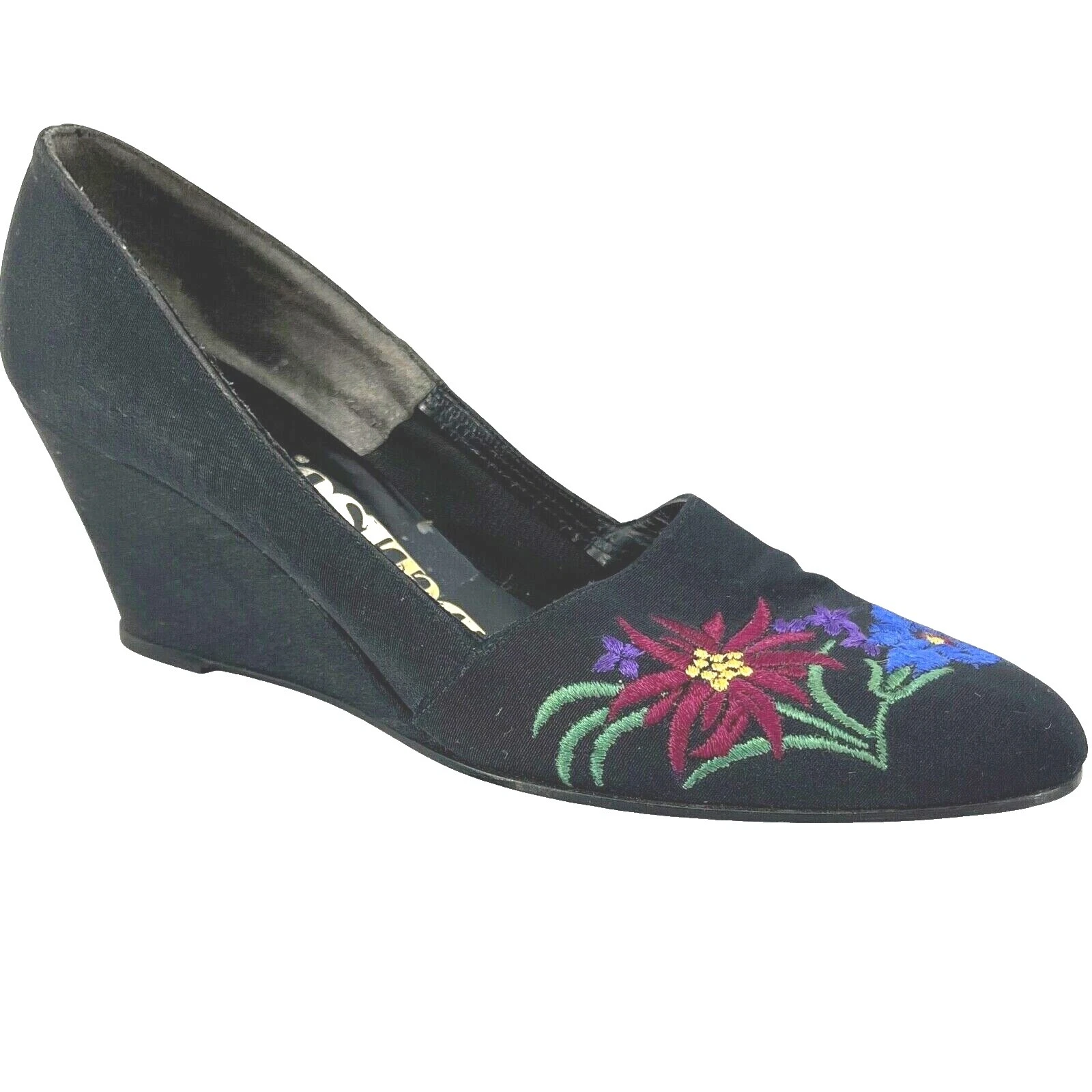 Tacones De Tela Zapatos vintage 1970s para Mujer