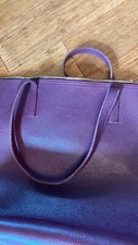 Mark And Graham Leather Tote Bag - Purple - Gold Zipper 