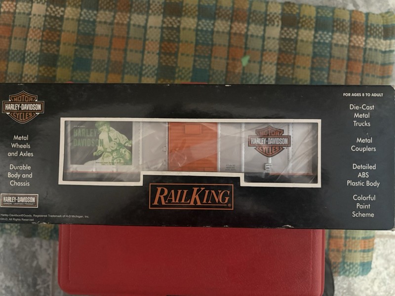 MTH RAILKING HARLEY-DAVIDSON BOXCAR O-GAUGE TRAIN MOTORCYCLES 30-74158 NIB