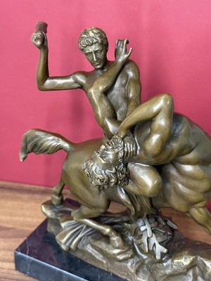 Bronze Hercules Statue Theseus Sculpture Centaur Decor Marble Bianor Fighting