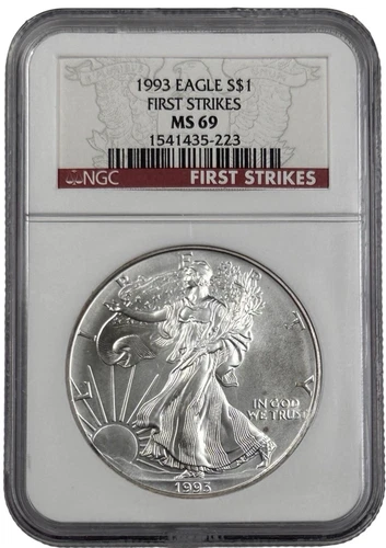 1993 American Silver Eagle 1 oz Coin NGC Mint State 69 First Strike