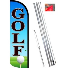 GOLF Windless Feather Flag Bundle Complete Kit OR Optional Replacement Flag On