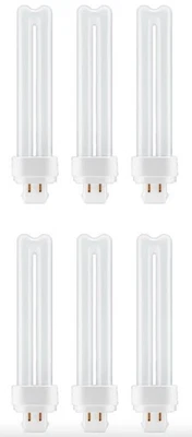 (6 bulbs) GE Lighting Bright White 26 watt Plug-in CFL, G24q-3 base, 6.4 inch,