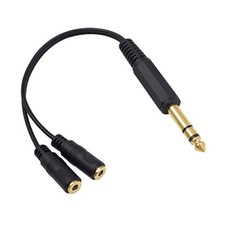 635M235FM 6.35mm 1/4 To 3.5mm 1/8 Inch TRS Stereo Y Splitter Cable 20cm/8in