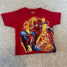 Kids Marvel Spider Man Red Graphic T Shirt Size 4/5 youth front and back graphic