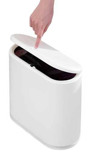 10 Liter Rectangular Plastic Trash Can Wastebasket with Press Type Lid,2.4 Ga...