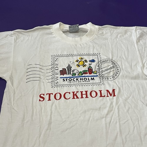 Vintage T-Shirt weiß Medium Stockholm City On Water - Bild 2 von 6