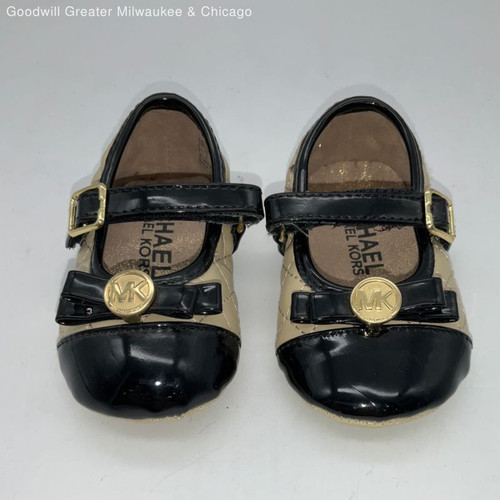 Michael Kors Infant Girls Mary Jane Flats Mara Di Round Toe Black Tan Size 3