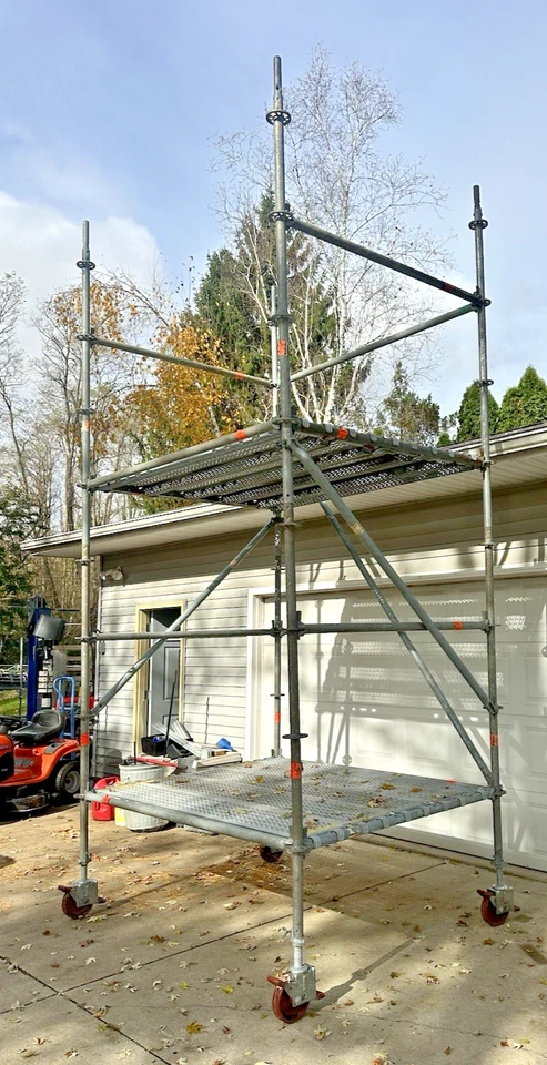Rolling Scaffolding Work Platform 2 Story with Wheels Guard Rails, Adjustable - Image 4 of 4