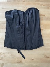 Black Women's Corset Bustier Lace-Up Back with Lace Accents