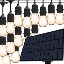 Solar String Lights, 44 Ft Solar String Light with 15 Waterproof LED Bulbs - Hea