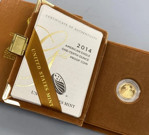 2014 W US 1/10th ozt Proof Gold $5 Eagle Coin w/ogp L24421